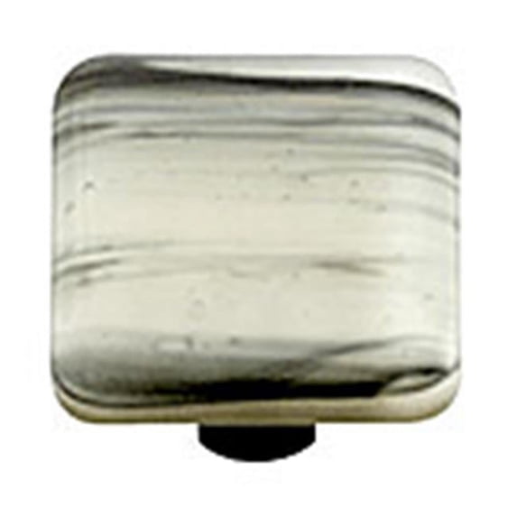 Hot Knobs HK2063-KB Black Swirl French Vanilla Square Glass Cabinet Knob - Black Post