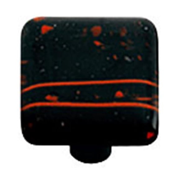 Hot Knobs HK3002-KB Mardi Gras Red with Black Square Glass Cabinet Knob - Black Post