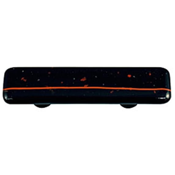 Hot Knobs HK3002-PA Mardi Gras Red with Black Rectangle Glass Cabinet Pull - Aluminum Post