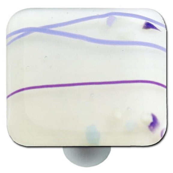 Hot Knobs HK3007-KA Mardi Gras Purple with White Square Glass Cabinet Knob - Aluminum Post