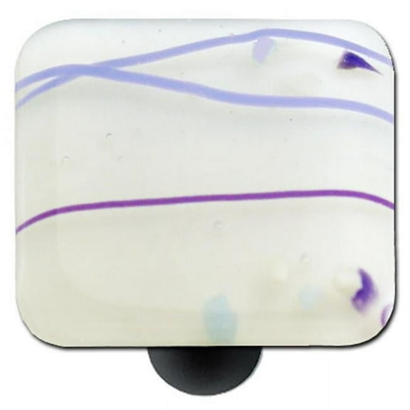 Hot Knobs HK3007-KB Mardi Gras Purple with White Square Glass Cabinet Knob - Black Post