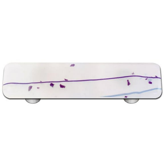 Hot Knobs HK3007-PA Mardi Gras Purple with White Rectangle Glass Cabinet Pull - Aluminum Post