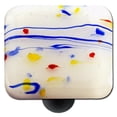 thumbnail image 1 of Hot Knobs HK3008-KB Mardi Gras Multi Colored with White Square Glass Cabinet Knob - Black Post, 1 of 1