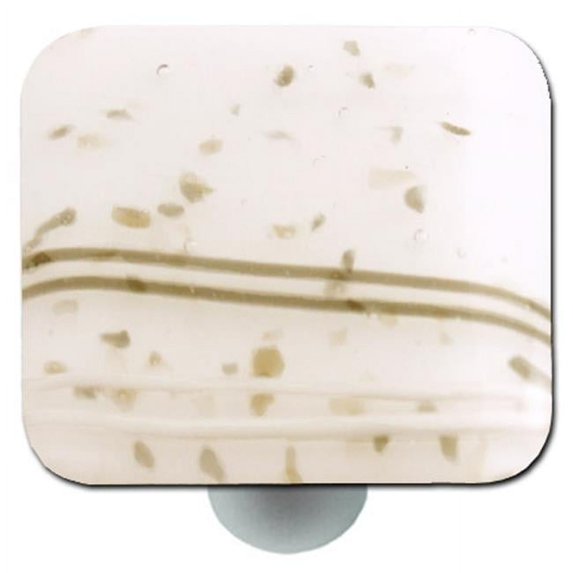 Hot Knobs HK3009-KA Mardi Gras Vanilla with White Square Glass Cabinet Knob - Aluminum Post