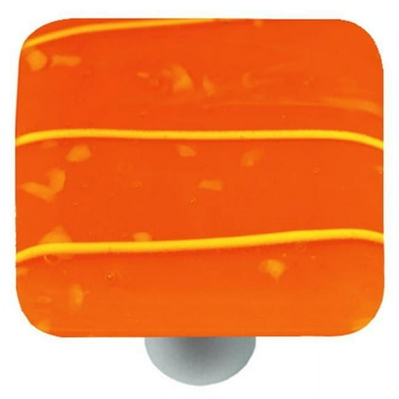 Hot Knobs HK3104-KA Mardi Gras Yellow with Orange Square Glass Cabinet Knob - Aluminum Post