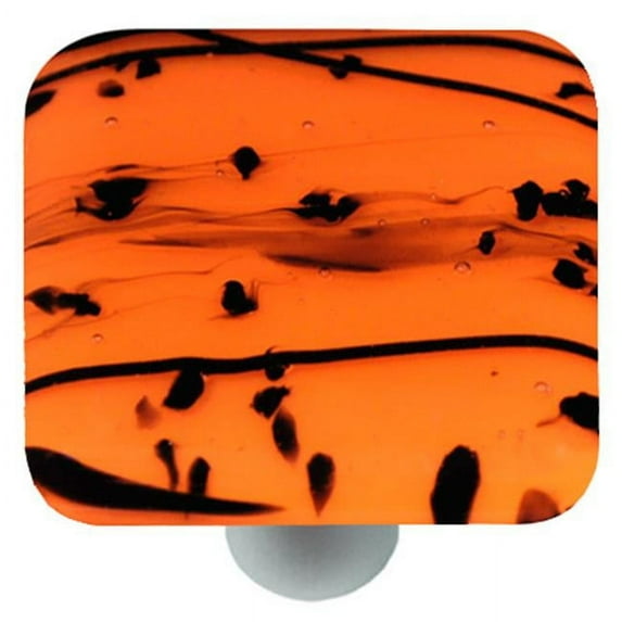 Hot Knobs HK3106-KA Mardi Gras Black with Orange Square Glass Cabinet Knob - Aluminum Post