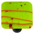 thumbnail image 1 of Hot Knobs HK3111-KB Mardi Gras Orange with Spring Green Square Glass Cabinet Knob - Black Post, 1 of 1