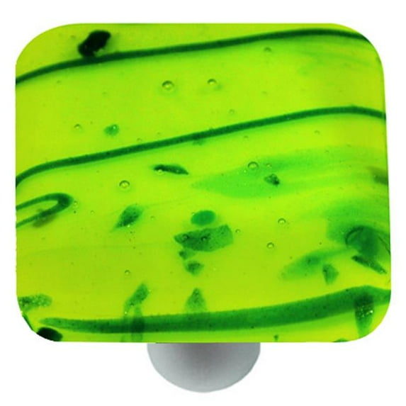 Hot Knobs HK3112-KA Mardi Gras Green with Spring Green Square Glass Cabinet Knob - Aluminum Post