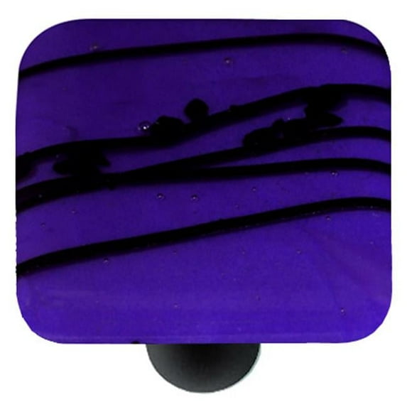 Hot Knobs HK3118-KB Mardi Gras Black with Cobalt Blue Square Glass Cabinet Knob - Black Post