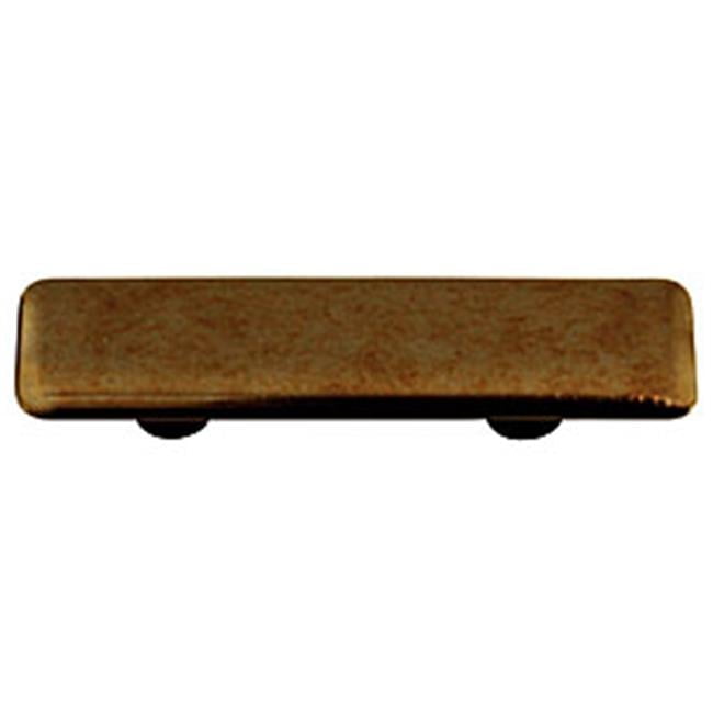 Hot Knobs HK4003-PB Metallic Gold Rectangle Glass Cabinet Pull - Black Post