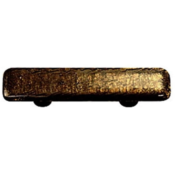 Hot Knobs HK4004-PB Metallic Gold Irid Rectangle Glass Cabinet Pull - Black Post