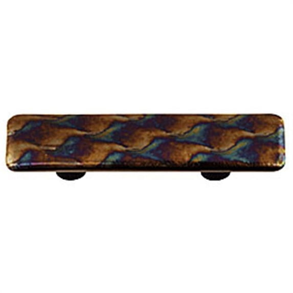 Hot Knobs HK4007-PA Metallic Patterned Rectangle Glass Cabinet Pull - Aluminum Post