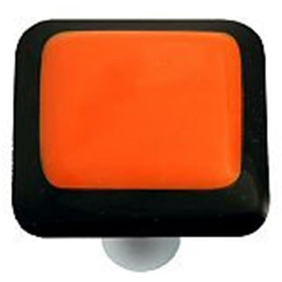 Hot Knobs HK5002-KA Black Border with Opal Orange Square Glass Cabinet Knob - Aluminum Post