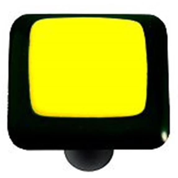 Hot Knobs HK5003-KB Black Border with Sunflower Yellow Square Glass Cabinet Knob - Black Post