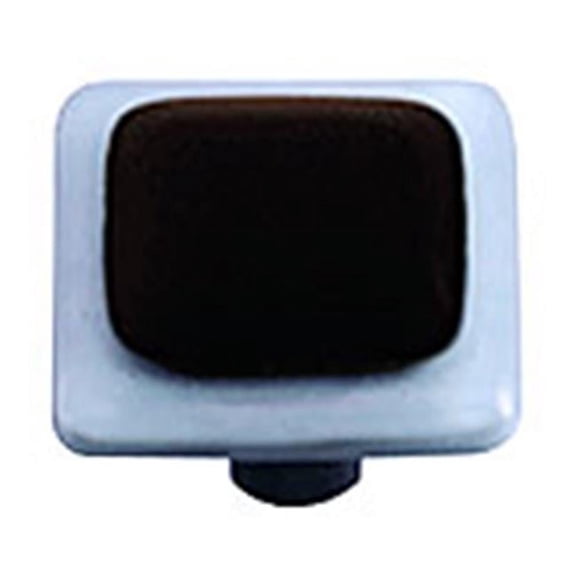 Hot Knobs HK5055-KA Powder Blue Border with Black Square Glass Cabinet Knob - Aluminum Post
