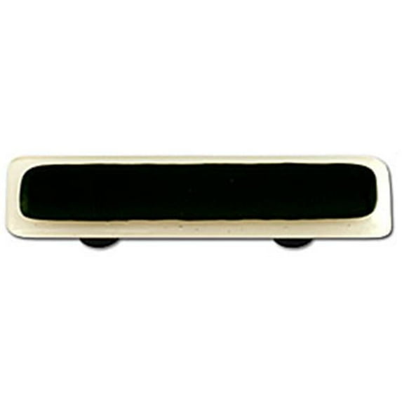 Hot Knobs HK5058-PA White Border with Black Rectangle Glass Cabinet Pull - Aluminium Post