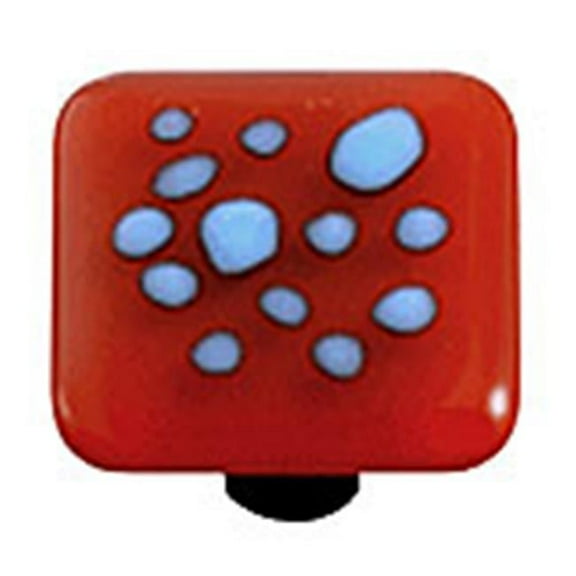 Hot Knobs HK6001-KB Reactive Clear Brick Red Square Glass Cabinet Knob - Black Post