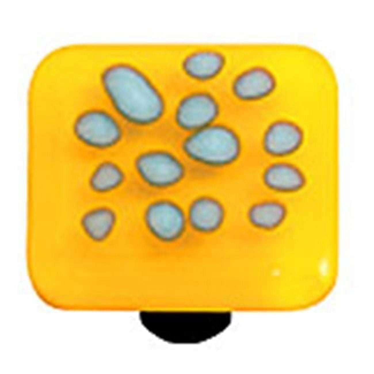 Hot Knobs HK6003-KA Reactive Clear Sunflower Yellow Square Glass Cabinet Knob - Aluminum Post