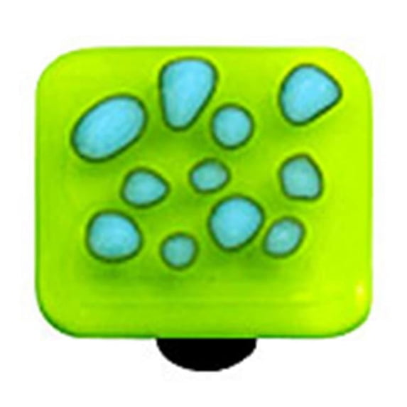 Hot Knobs HK6004-KB Reactive Clear Spring Green Square Glass Cabinet Knob - Black Post