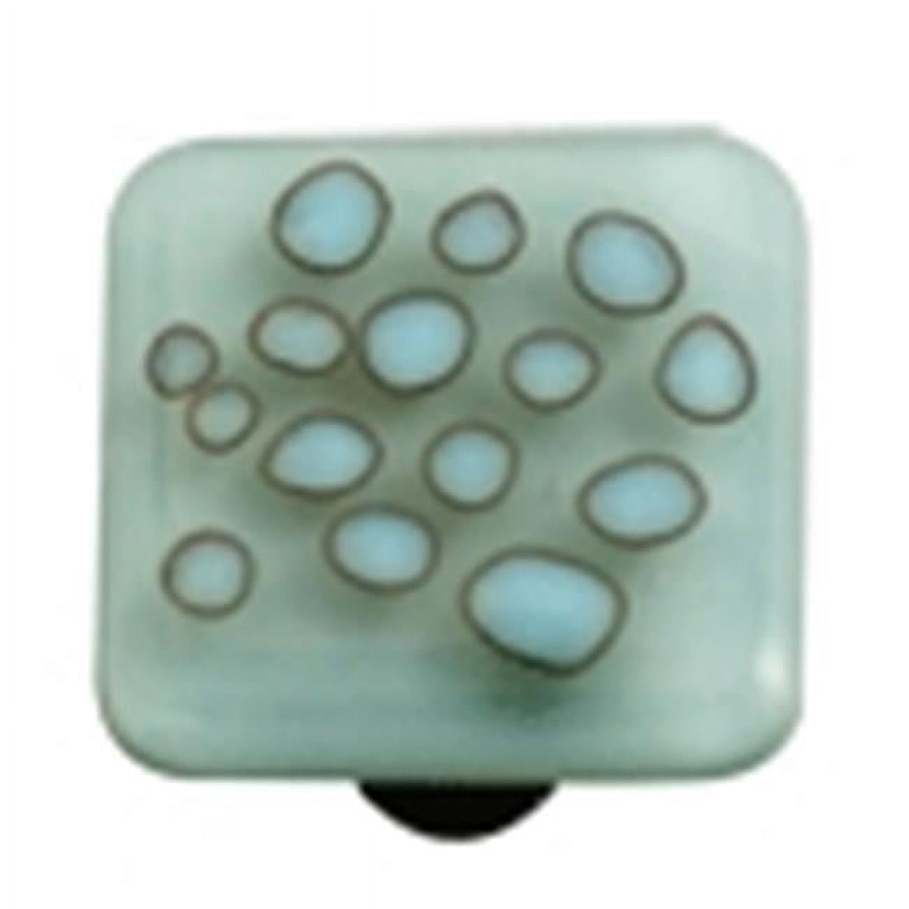 Powder Blue and Black Square Glass Cabinet Knob