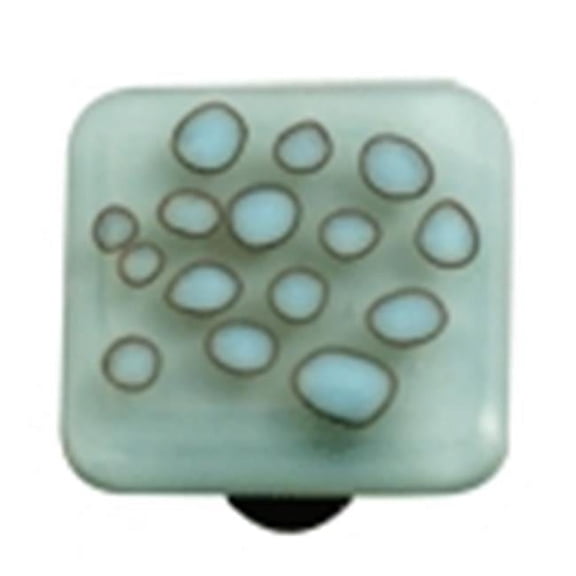 Hot Knobs HK6005-KB Reactive Clear Powder Blue Square Glass Cabinet Knob - Black Post