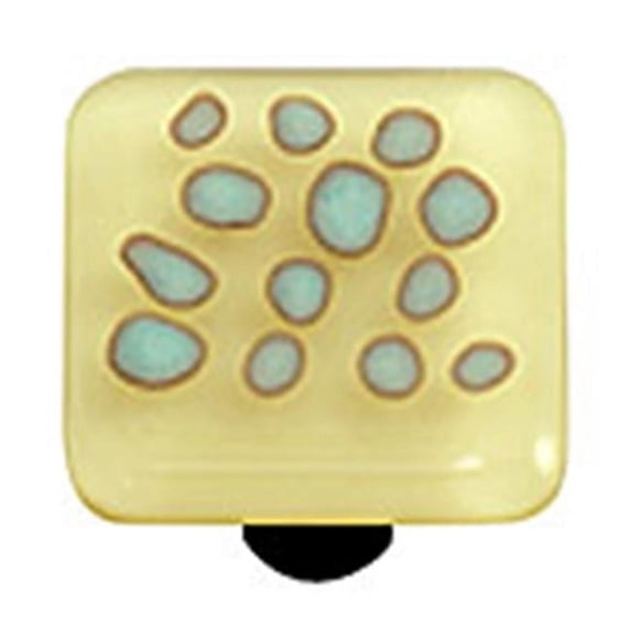 Hot Knobs HK6007-KB Reactive Clear French Vanilla Square Glass Cabinet Knob - Black Post