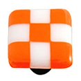 thumbnail image 1 of Hot Knobs HK7001-KB Opal Orange & White Squares Glass Cabinet Knob - Black Post, 1 of 1