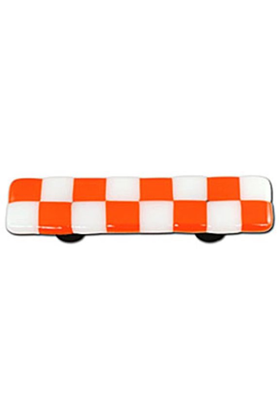 Hot Knobs HK7001-PA Opal Orange & White Rectangle Glass Cabinet Pull - Aluminum Post