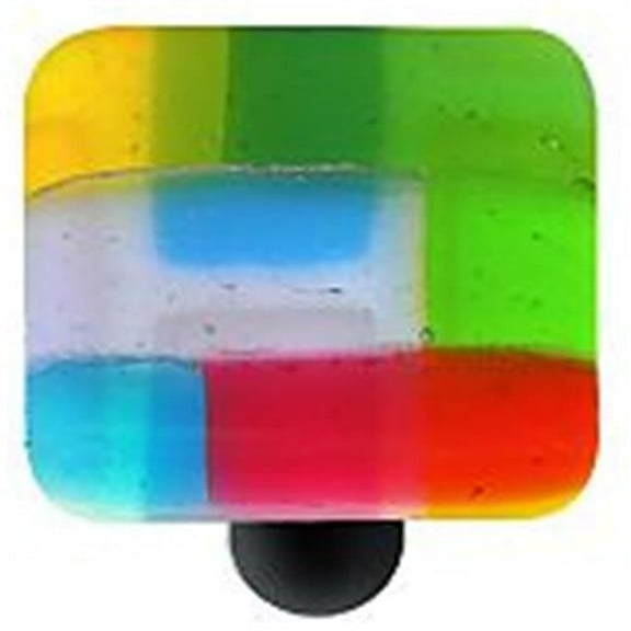 Hot Knobs HK8001-KB Artist Mosaic Spring Square Glass Cabinet Knob - Black Post