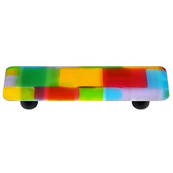 Hot Knobs HK8001-PB Artist Mosaic Spring Rectangle Glass Cabinet Pull - Black Post
