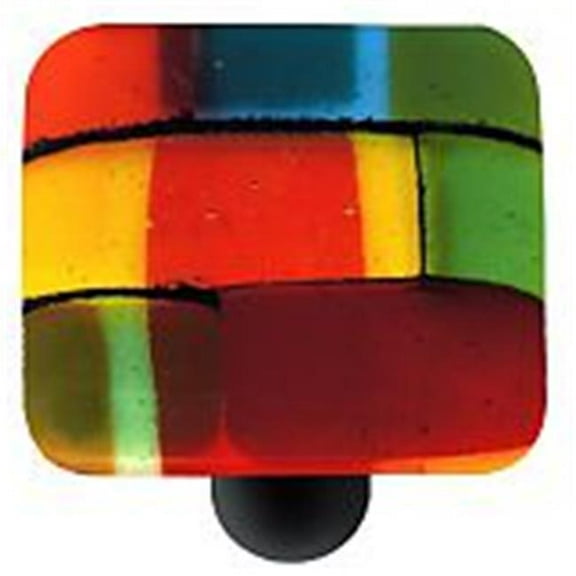 Hot Knobs HK8002-KB Artist Mosaic Summer Square Glass Cabinet Knob - Black Post