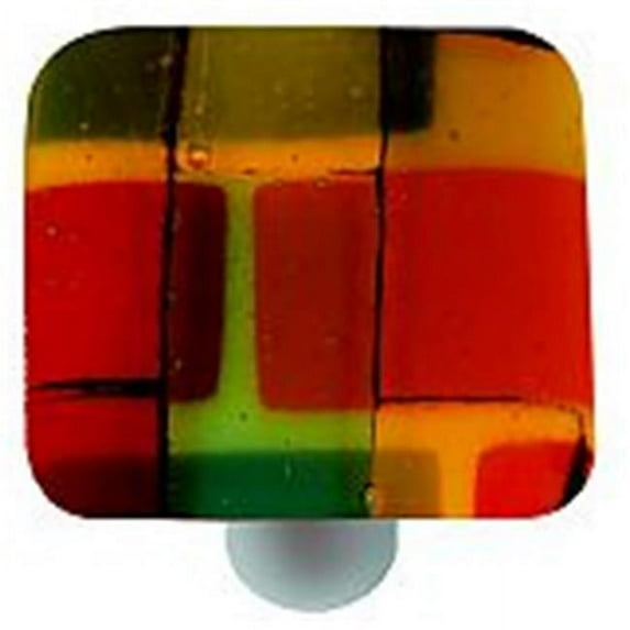 Hot Knobs HK8003-KA Artist Mosaic Autumn Square Glass Cabinet Knob - Aluminum Post