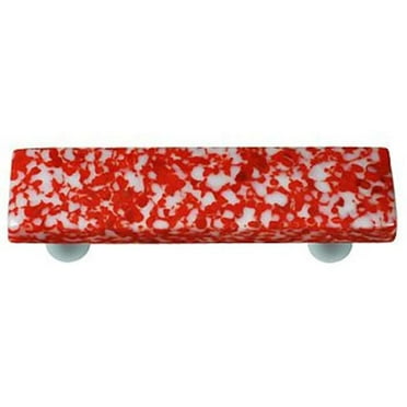 Hot Knobs HK8050-PA Granite Red & White Rectangle Glass Cabinet Pull - Aluminum Post