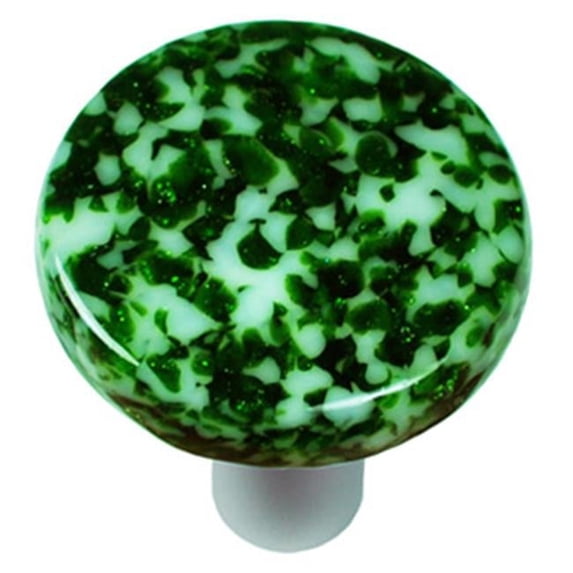 Hot Knobs HK8053-KRA Granite Light Metallic Green & White Round Glass Cabinet Knob - Aluminum Post