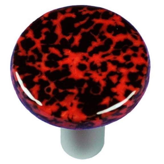 Hot Knobs HK8057-KRA Granite Black & Red Round Glass Cabinet Knob - Aluminum Post