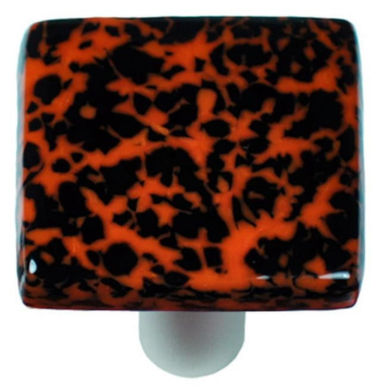 Hot Knobs HK8058-KA Granite Black & Orange Square Glass Cabinet Knob - Aluminum Post