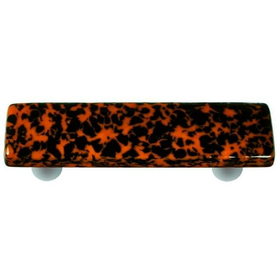 Hot Knobs HK8058-PA Granite Black & Orange Rectangle Glass Cabinet Pull - Aluminum Post