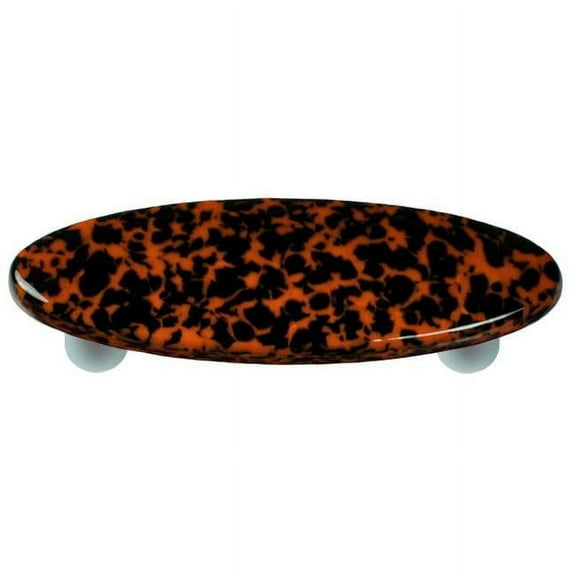 Hot Knobs HK8058-POA Granite Black & Orange Oval Glass Cabinet Pull - Aluminum Post