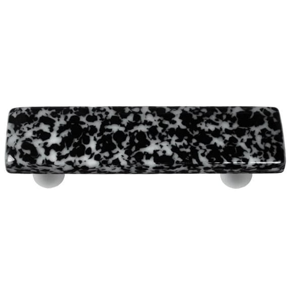 Hot Knobs HK8059-PA Granite Black & White Rectangle Glass Cabinet Pull - Aluminum Post