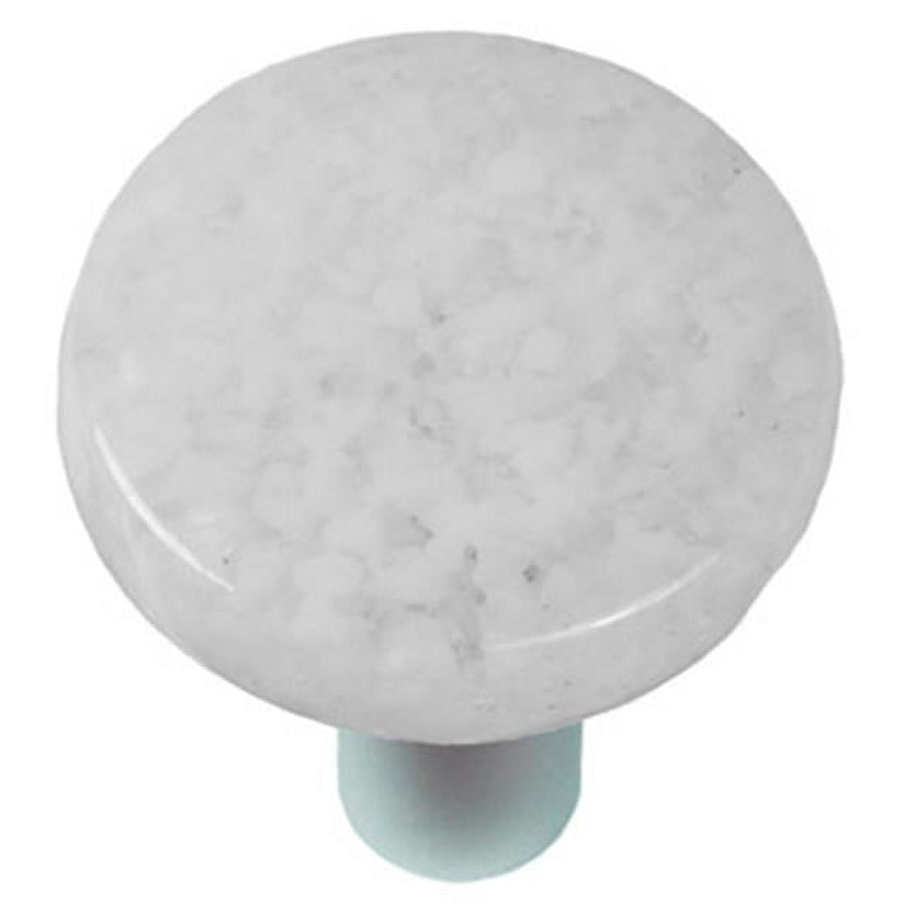 Hot Knobs HK8060-KRA Granite Clear & White Round Glass Cabinet Knob - Aluminum Post