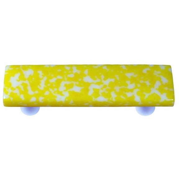 Hot Knobs HK8061-PA Granite Sunflower Yellow & White Rectangle Glass Cabinet Pull - Aluminum Post