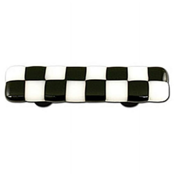 Hot Knobs  Li'l Squares Collection Black & White Rectangle Glass Cabinet Pull - Aluminum Post