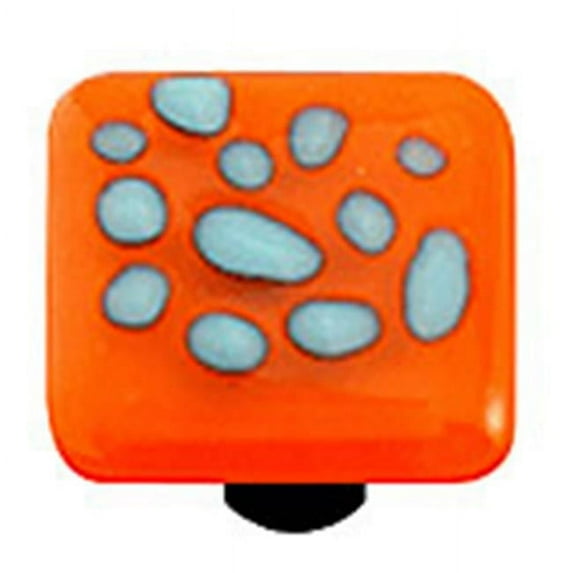 Hot Knobs HK6002-KB Reactive Clear Opal Orange Square Glass Cabinet Knob - Black Post