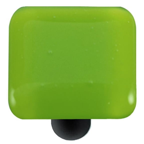 Hot Knobs  Transparent Spring Green Square Glass Cabinet Knob - Black Post