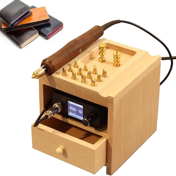 Hot Leather Edge Creaser Machine, Leather Electric Heating Press Tool With Led Display And 14 Removable Heads, For Leather Edge Polishing