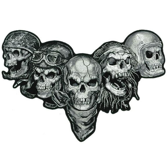Hot Leathers 10 x 7 in. Five Skulls Patch - Multi Color