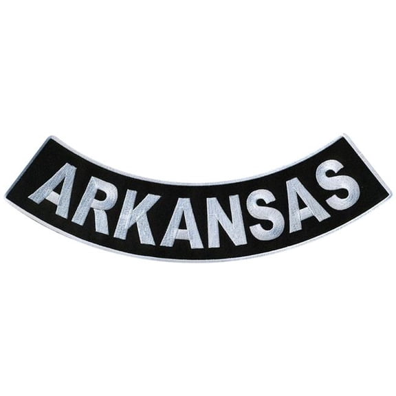 Hot Leathers 12 x 3 in. Arkansas Bottom Rocker Patch - Black & White