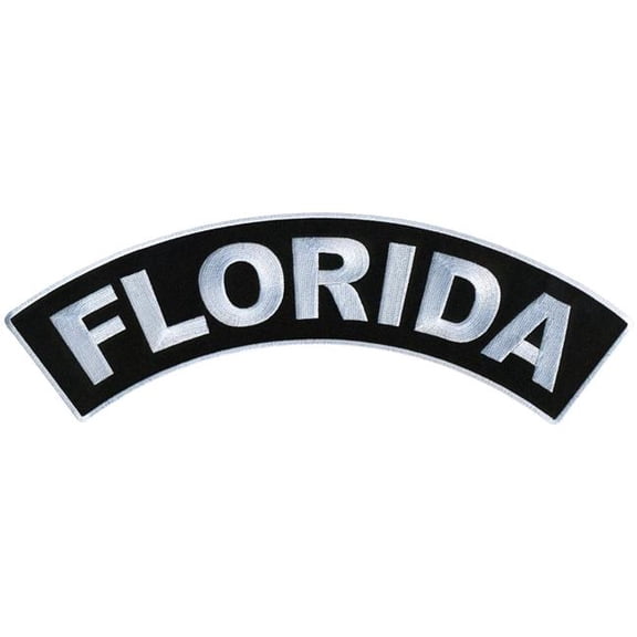 Hot Leathers PPM4017 12 x 3 in. Florida Top Rocker Patch - Black & White