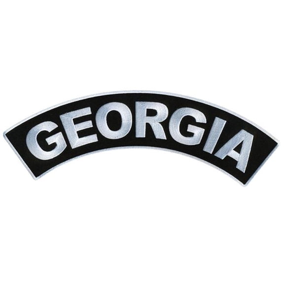 Hot Leathers 12 x 3 in. Georgia Top Rocker Patch - Black & White