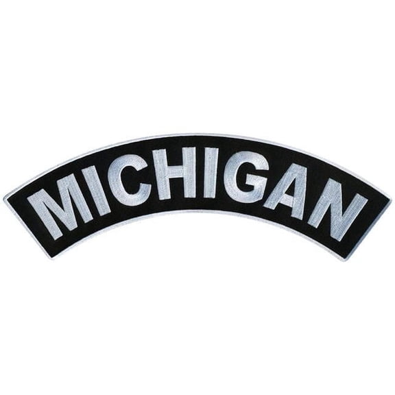 Hot Leathers 12 x 3 in. Michigan Top Rocker Patch - Black & White